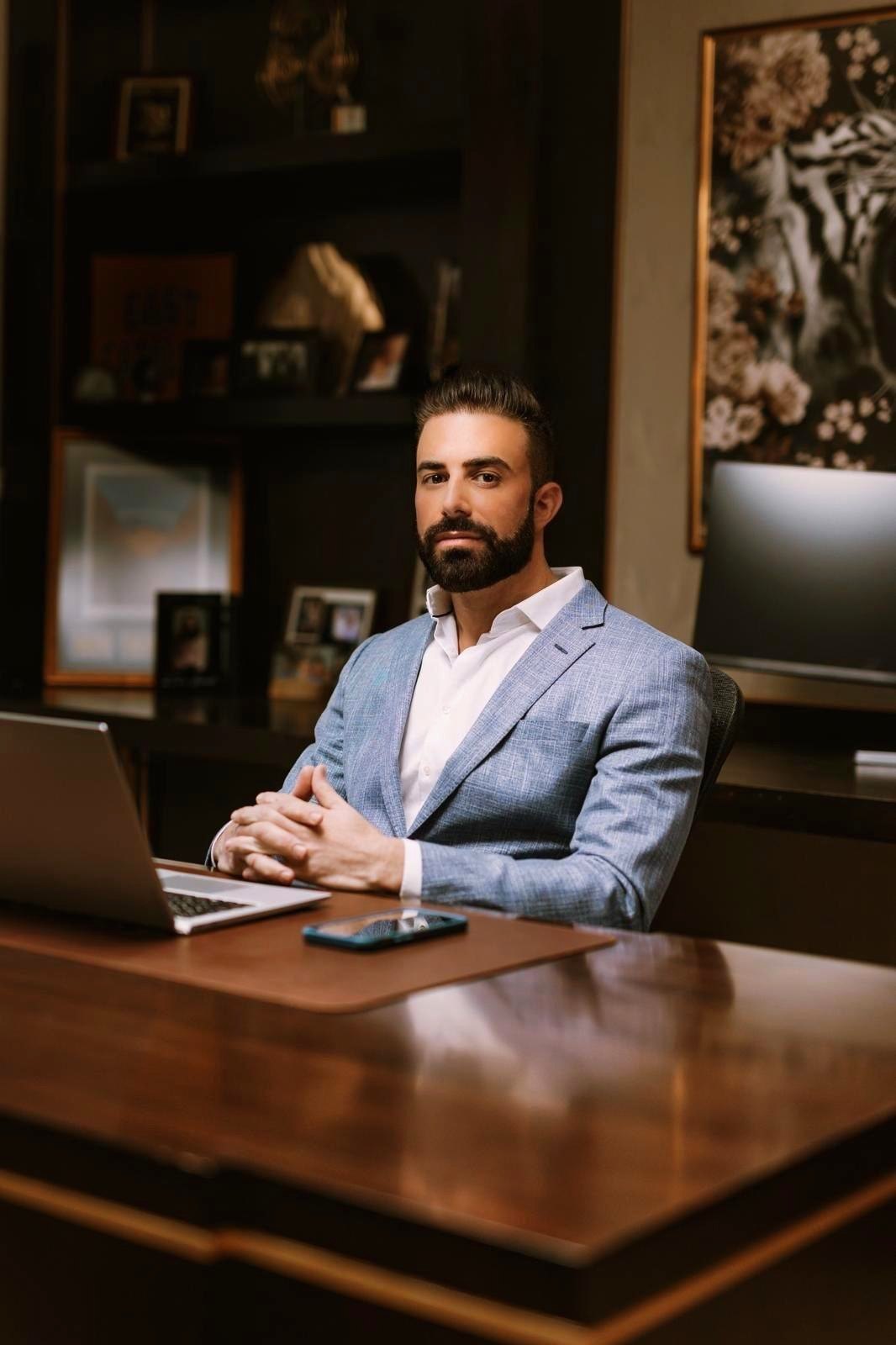 David P. Sheehan at his desk in the firm’s Charlotte office.