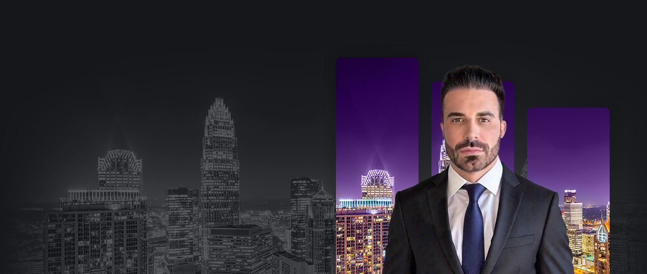 David P. Sheehan with a skyline in the background